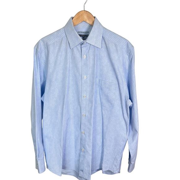 JOHNSON & MURPHY Tailored Fit Long Sleeve Floral Striped Button Down Shirt Sz L - Picture 1 of 13